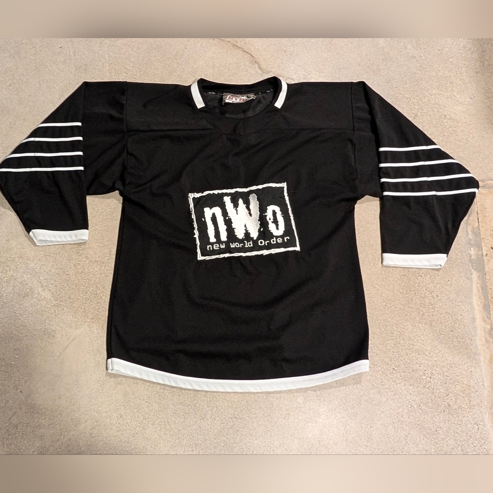 Vintage WCW nWo New World Order Hockey Jersey - Black & White